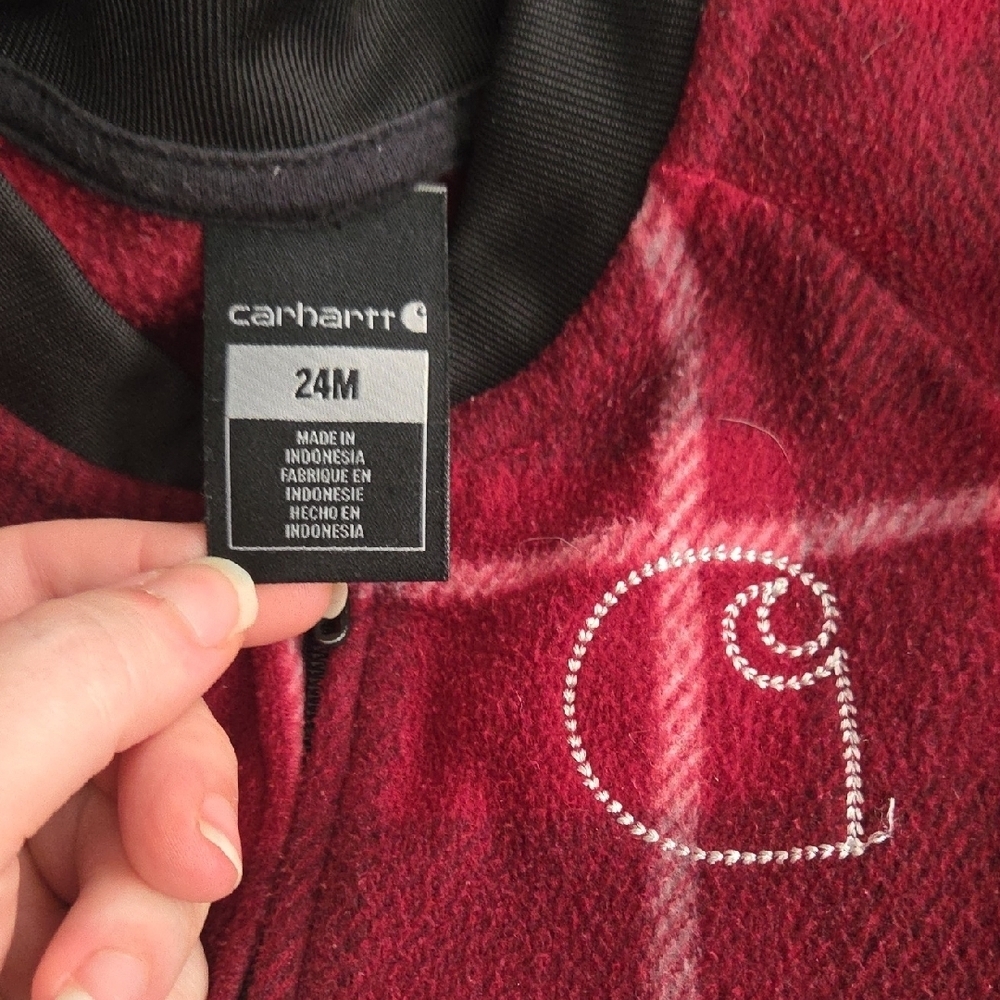 Carhartt Red Plaid Kids Footie - Picture 2 of 3